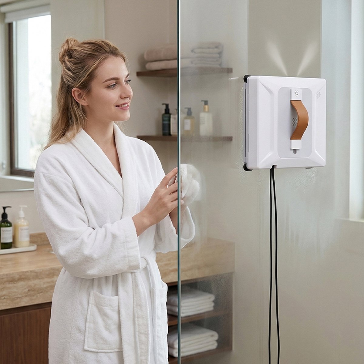 Raamreinigingsrobot - Automatische Ramenwasser - 6000 Pa Zuigkracht - 3 Reinigingsmodi met Slimme Routeplanning - App en Afstandsbediening - 100 ml Watersproeier - Voor Ramen, Glazen Deuren en Grote Glasoppervlakken