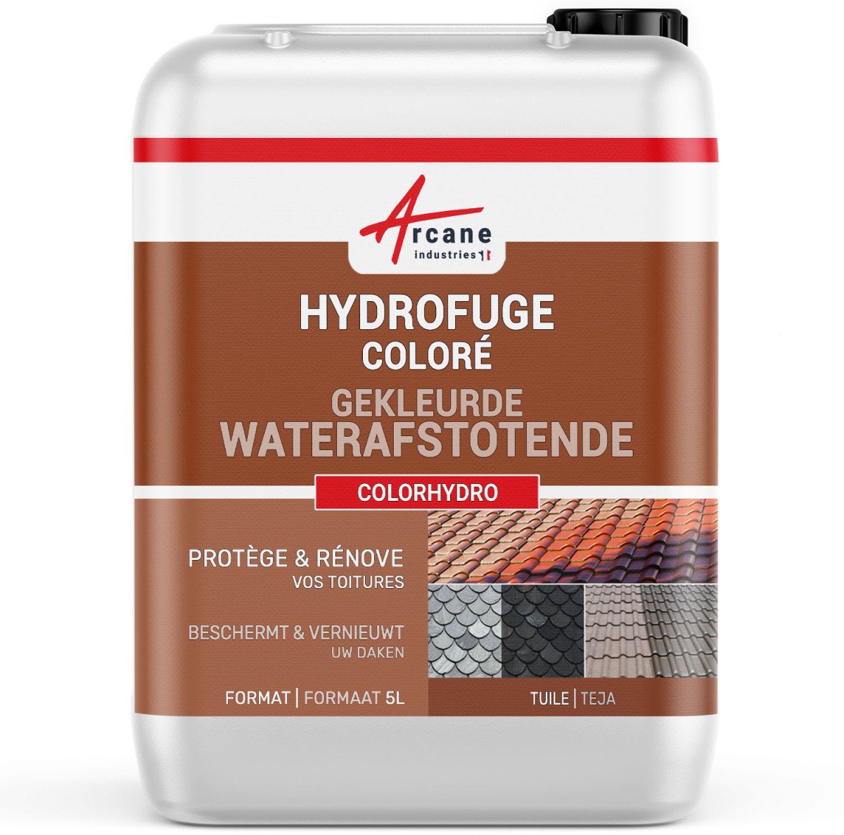 Gekleurde waterafstotende dakimpregneer voor betonnen, cementen dakpannen en leien: COLORHYDRO