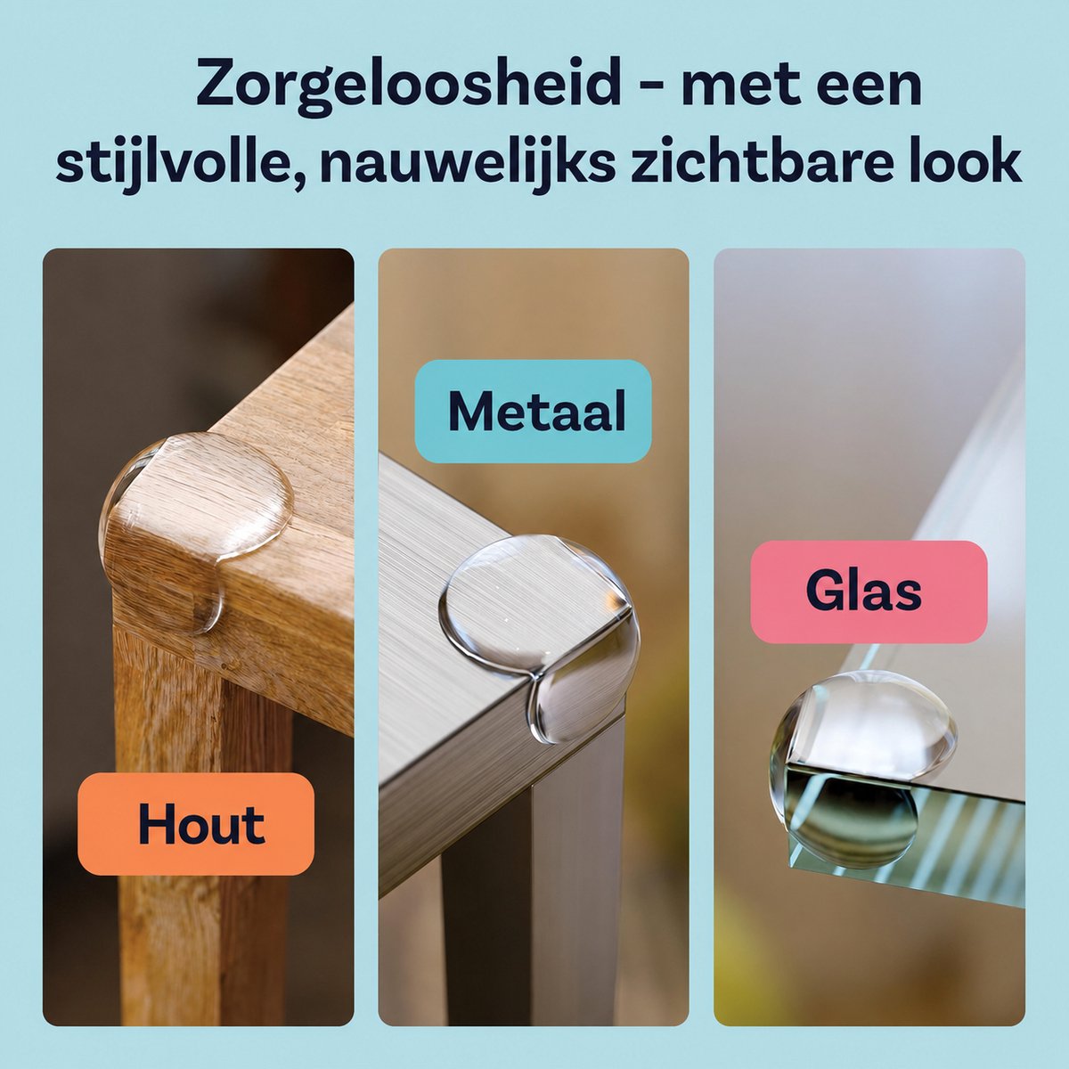 24-delige set - Hoekbeschermers - Transparant - Zelfklevend - Tafelhoekbeschermers voor tafel, kast en meubels van hout, glas en metaal – foto 5
