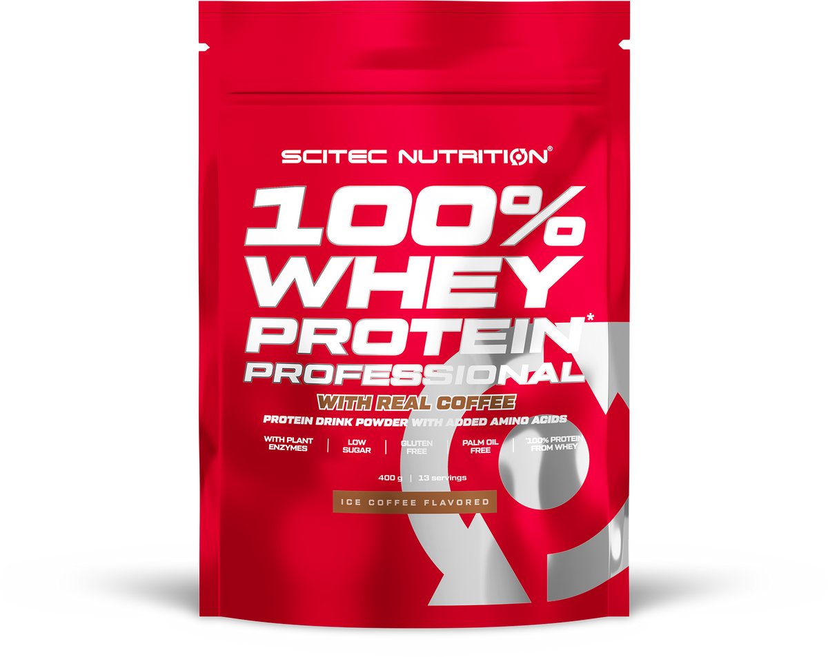 Scitec Nutrition 100% Whey Protein Professional - Wei-eiwitcomplex | Uit concentraat en isolaat - met spijsverteringsenzymen - proteïne voor spieropbouw - 400g, Ijskoffie