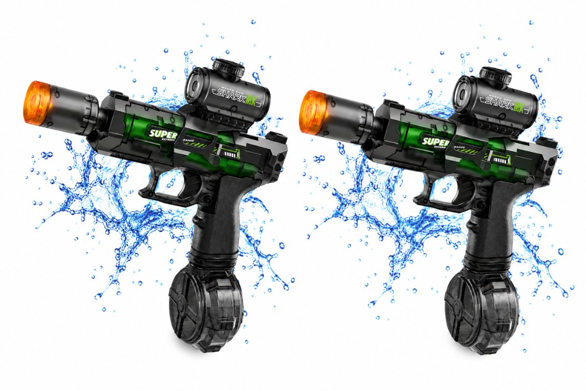 Elektrisch Waterpistool - Set van 2 - Automatisch - Oplaadbaar Waterpistool - 5-7 Meter Bereik - 150 ml - Zomerspeelgoed - Watergevecht - Strandspeelgoed - Tuinspeelgoed - Waterbattle