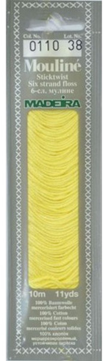 Borduurgaren Madeira Mouline 10 meter 6 draads splijtgaren - geel (110)