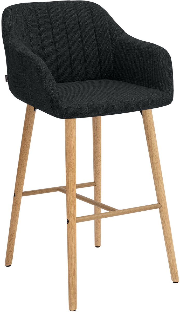 CLP Barkruk Ando - Met Armleuning - Hout - 75 cm - Stof - antraciet/natura