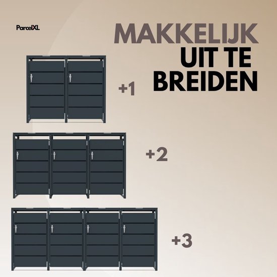Voorbeelden van de containerombouw: 1, 2 of 3 units naast elkaar.