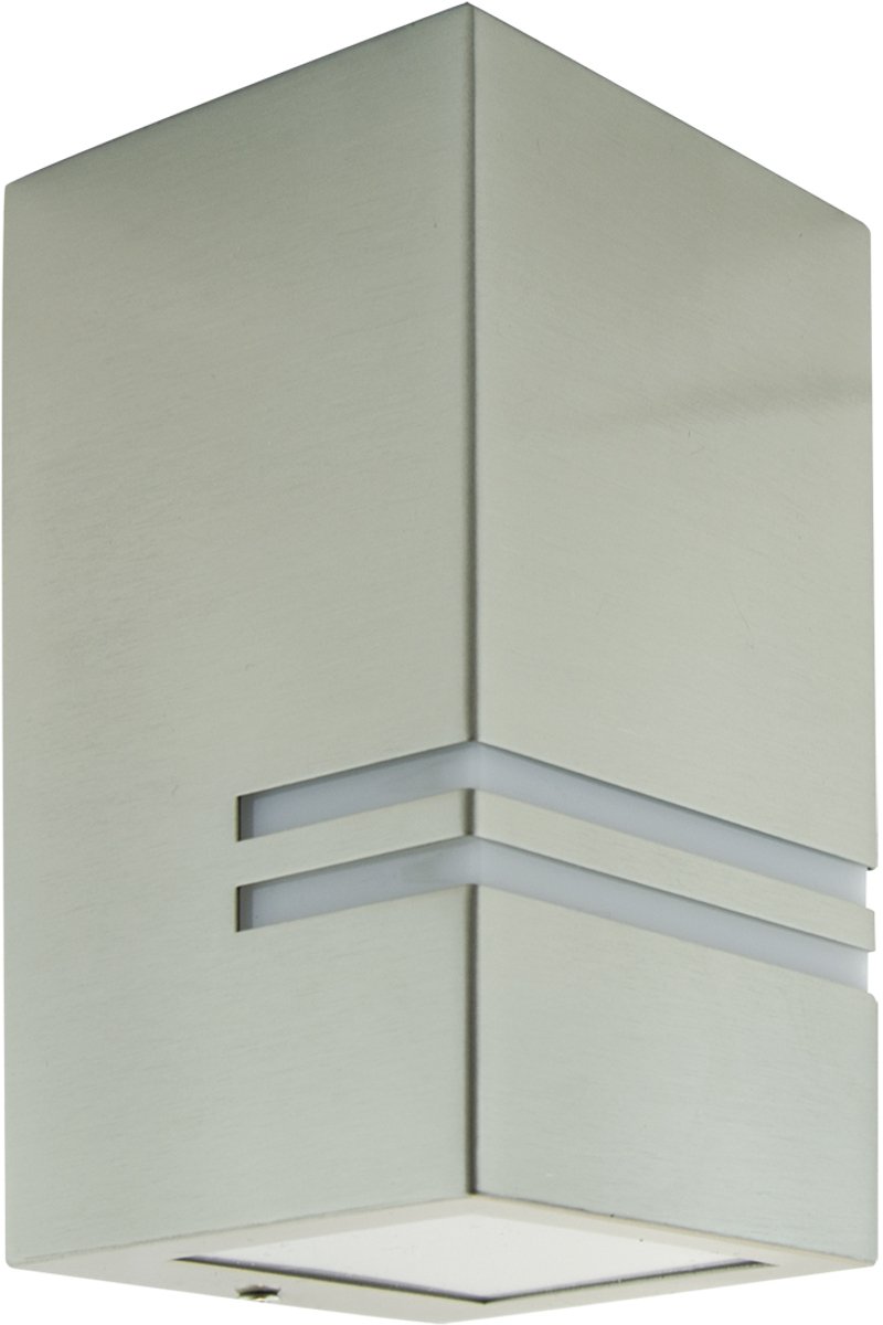 KELER - Buitenwandlamp - Tuinverlichting - Buitenlamp - 1 x GU10 Fitting - RVS - Rechthoek - Mat Chrome - IP54