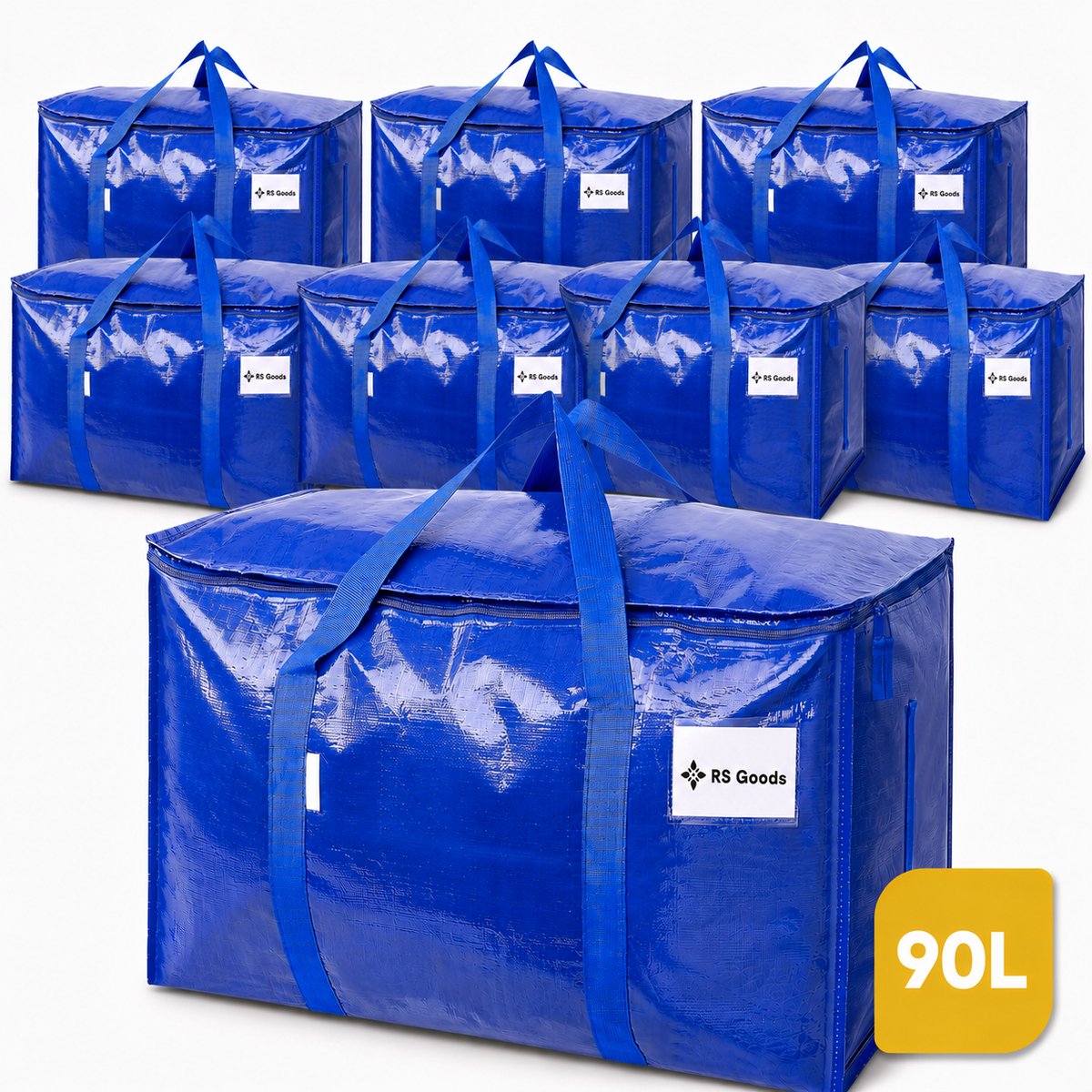 Verhuis & Opbergtassen - 8 Stuks - Verhuiszakken - 90L - Verhuisdozen - Opbergtassen - Stevige Verhuistas met Rits - Grote Opbergzak - Big Shopper Moving Bag - Waterafstotend & Scheurvast