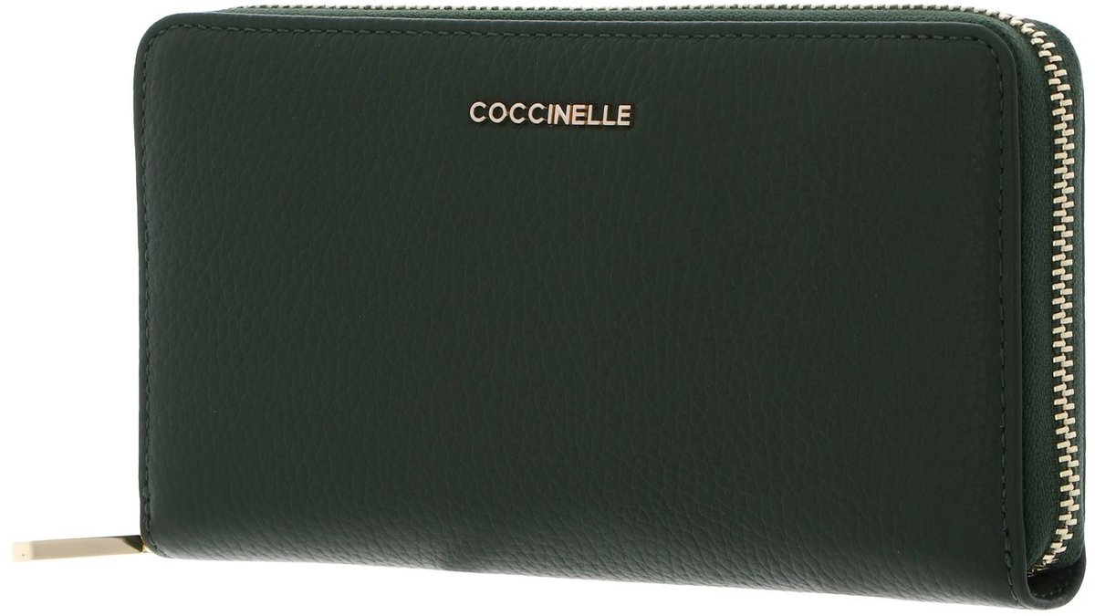 COCCINELLE Leren portemonnee Metallic Soft Wallet Grained Leather Garden Green groen