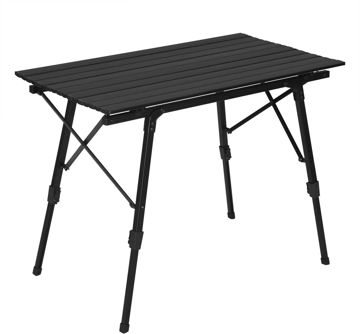 Klarven® Campingtafel Zwart - Inklapbaar en hoogte verstelbaar - Lichtgewicht aluminium met draagtas, 50 kg draagvermogen - B 90 x D 52 x H 45-72 cm