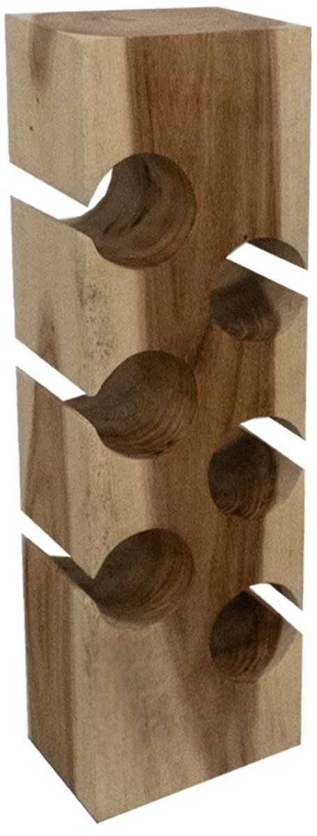 Wijnrek van oud Hout - Staand Wijnrek Teak - 6 Flessen - 100 x 25 x 25