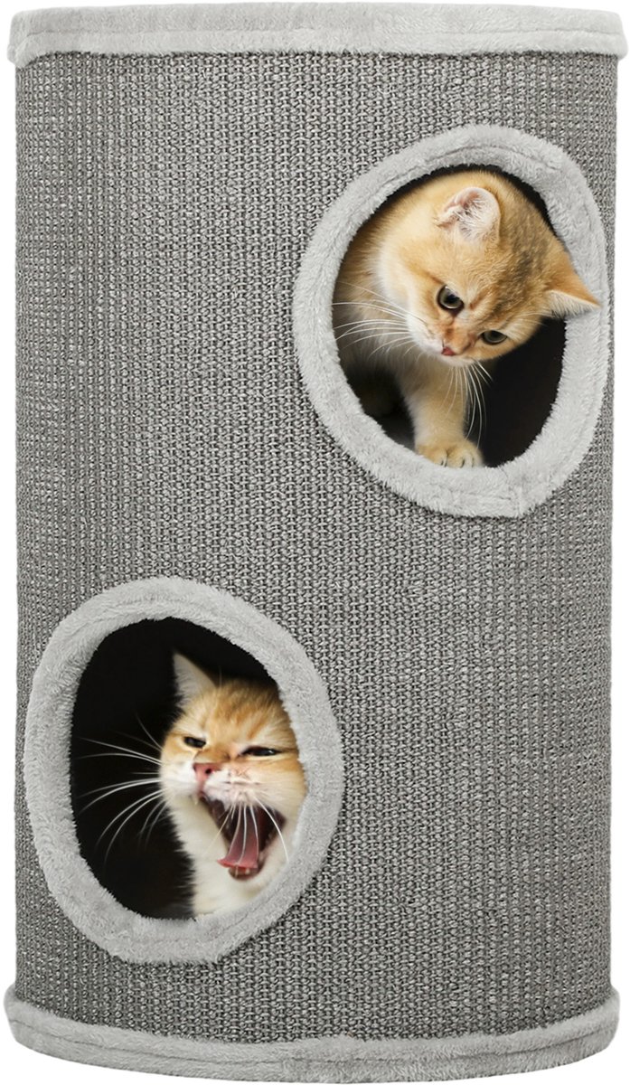 PawHut Kattentoren van spaanplaat - 35x35x60cm - Lichtgrijs