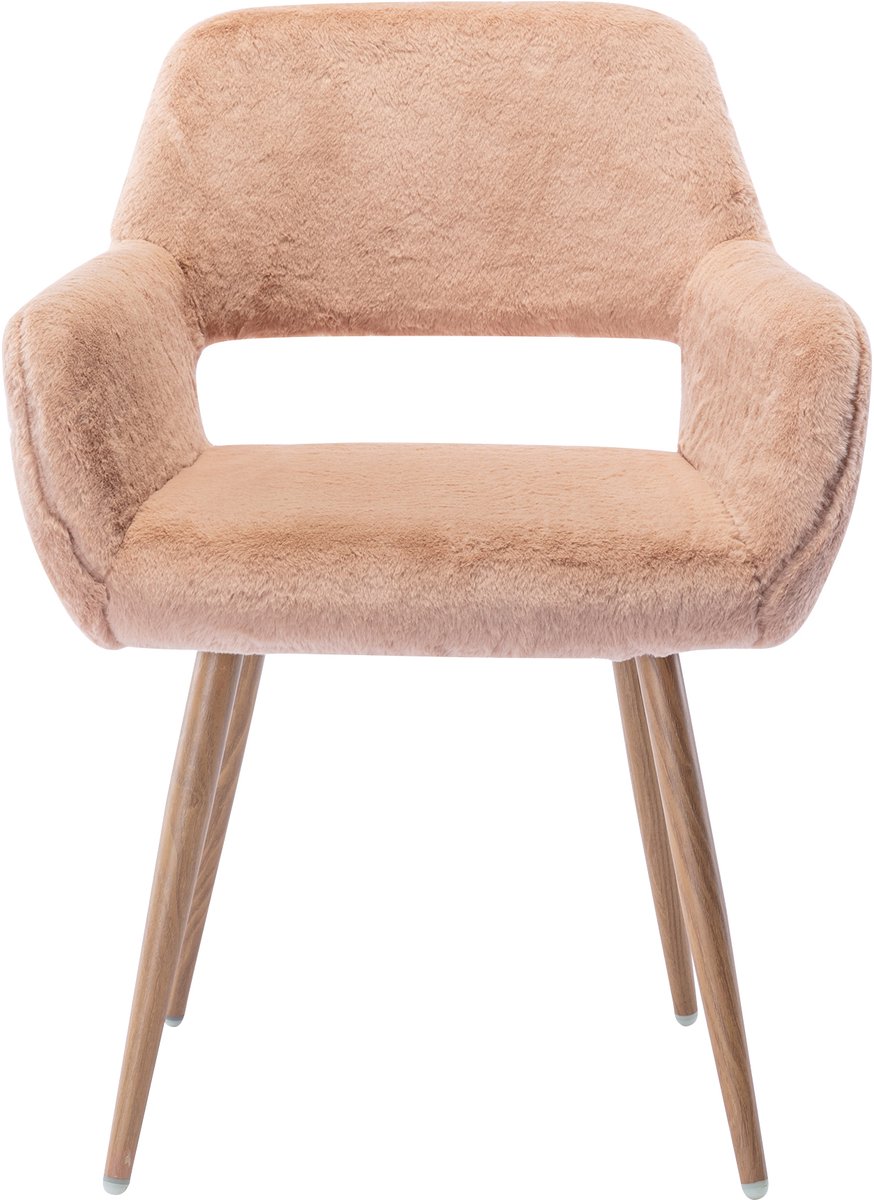 Luxe Bureaustoel - Teddy Stof Ergonomisch met Open Rugleuning - Camel
