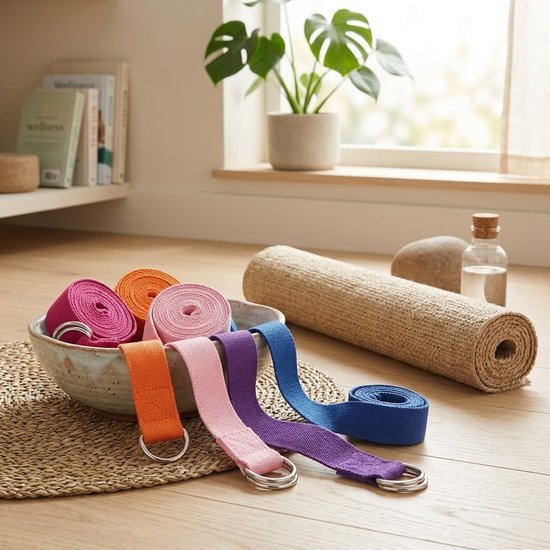 Multikleurige yoga riemen verstelbare D ring oefenbanden set van 5 unisex voor yoga pilates stretching balans training yogamat gym accessoires — afbeelding 3
