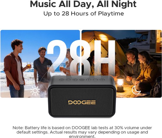 DOOGEE Field Rush - Draagbare Bluetooth Speaker - 130W Vermogen - 28 Uur Speeltijd - Waterdicht IP67 - BT 5.3 - Zwart — afbeelding 3