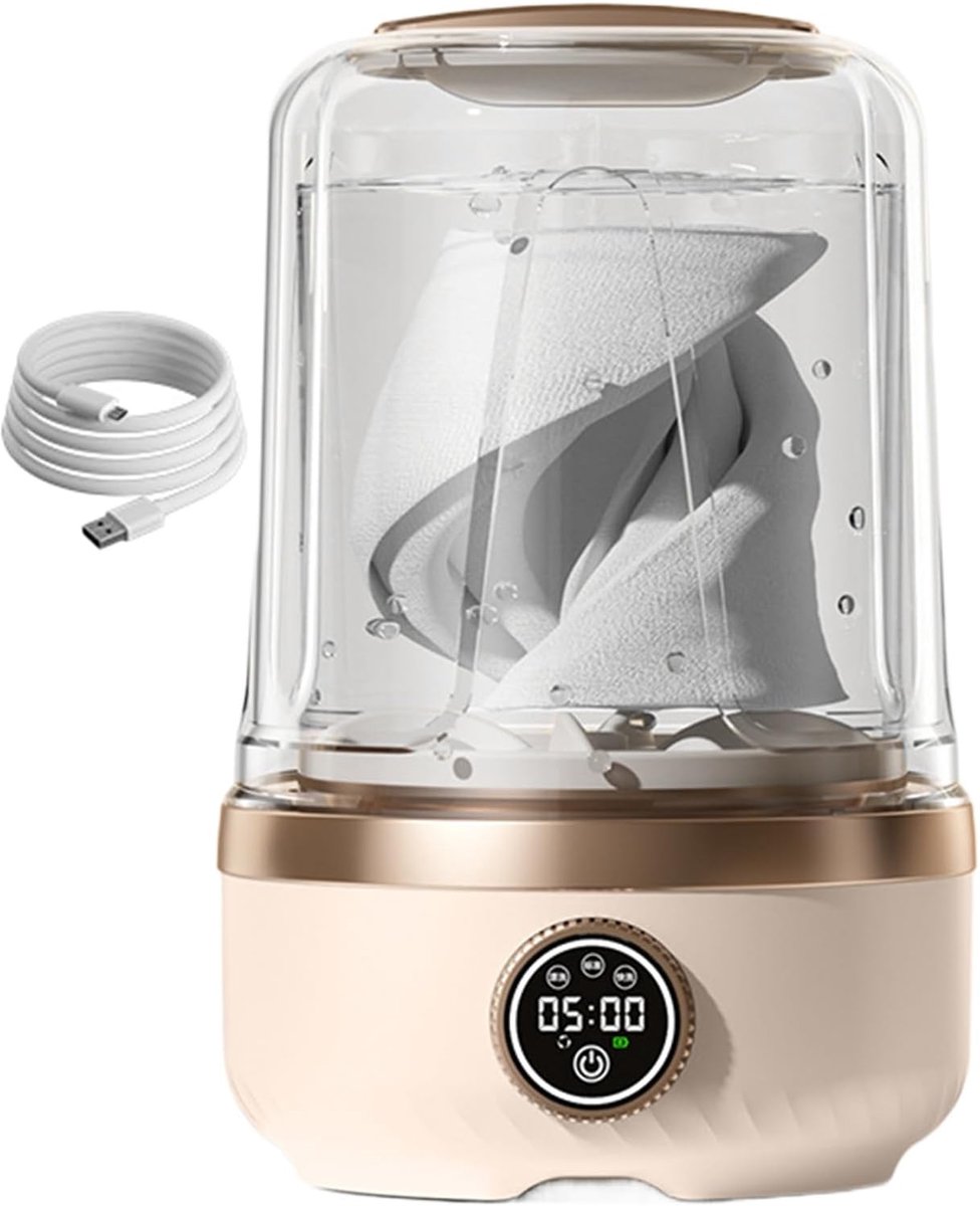 Draagbare wasmachine, mini-wasmachine, 2 l, draagbare wasmachine voor ondergoed, sokken, babykleding, oplaadbare reiniger met 3 snelheden voor woning, reizen, slaapzaal, camping,