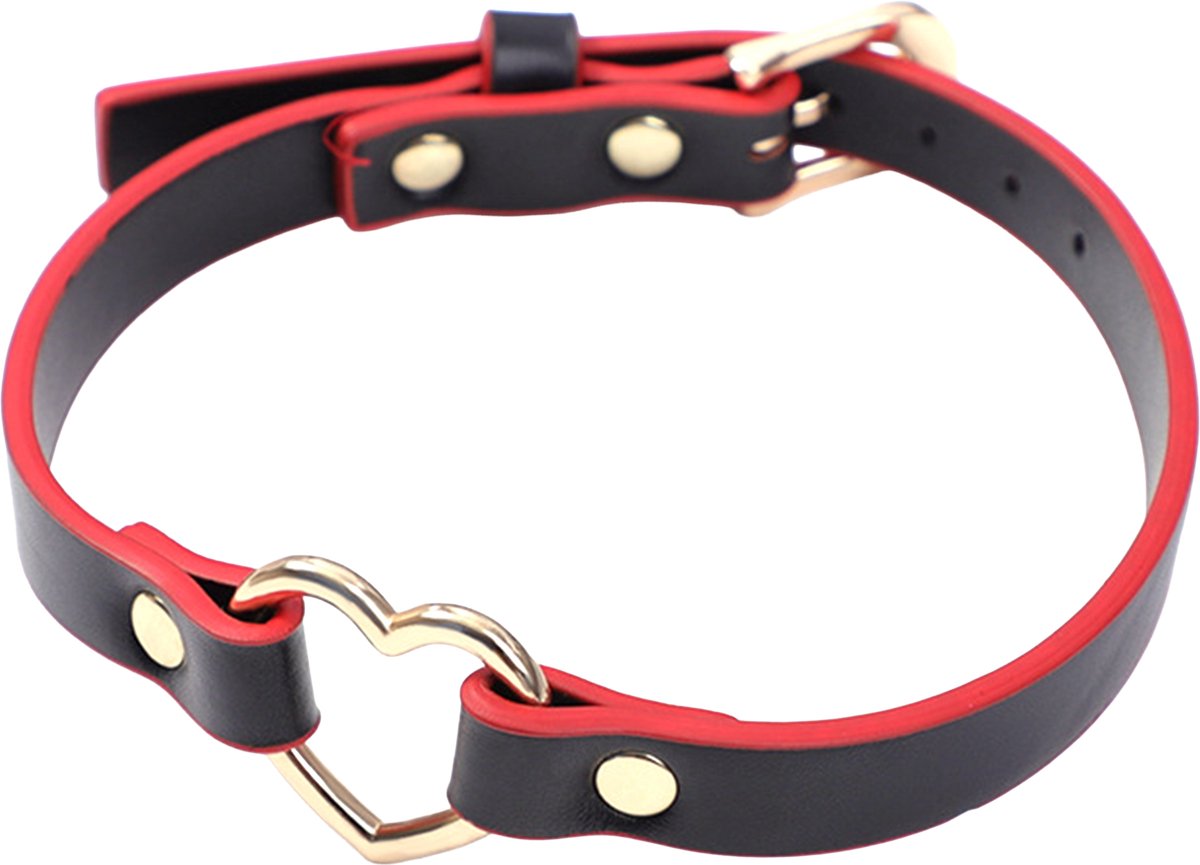 Smart Moves - Love Collar met Hartje - Zwart/Rood