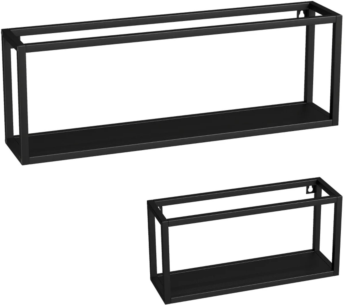 Opbergkasten - Set van 2 Wandplanken - Voor Wandmontage, Draagvermogen 15 kg - Staal - Zwart