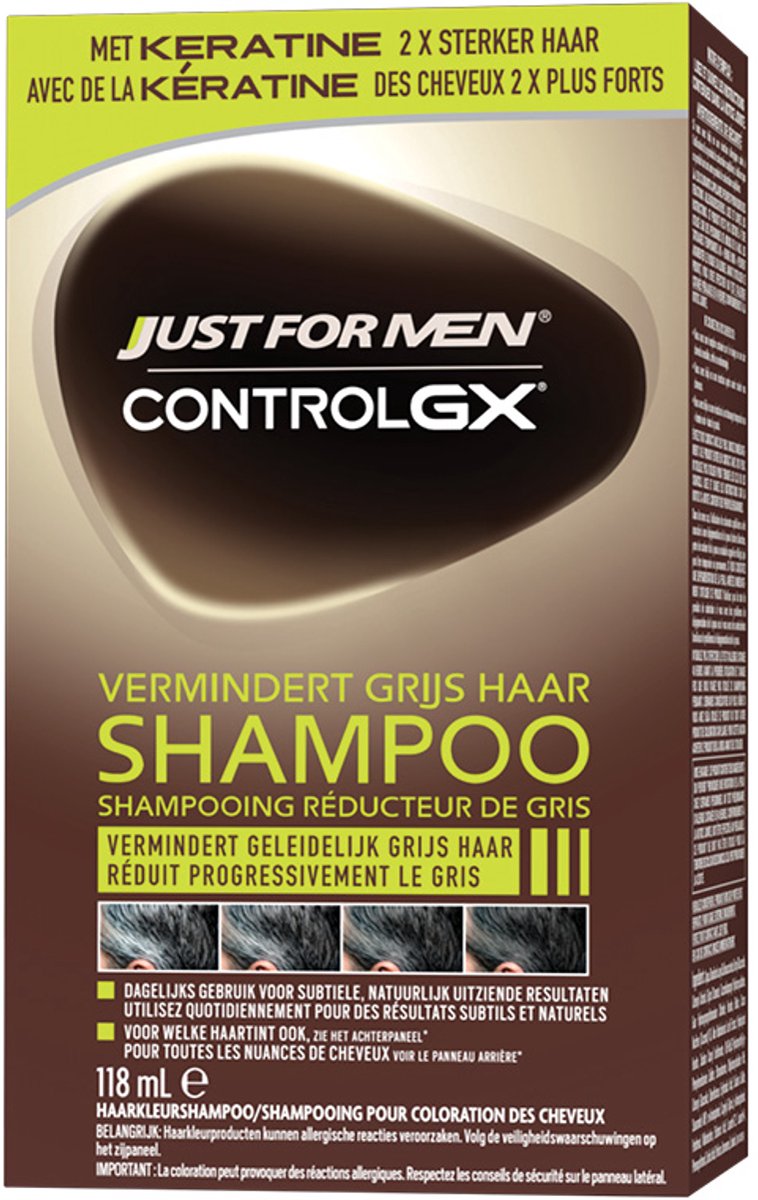 Just For Men Control GX Kleurshampoo - Vermindert Grijs Haar Geleidelijk - Voor Mannen - Met Keratine - 118 ml