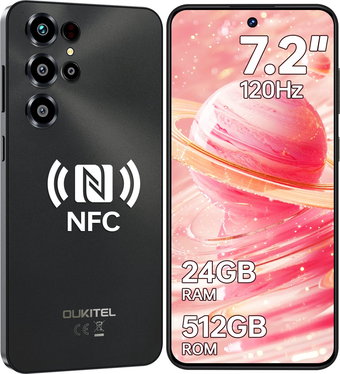 OUKITEL C68 Smartphone 4G-7.2 inch HD-120HZ-24GB RAM-512GB ROM-64MP camera-Android 15-NFC
