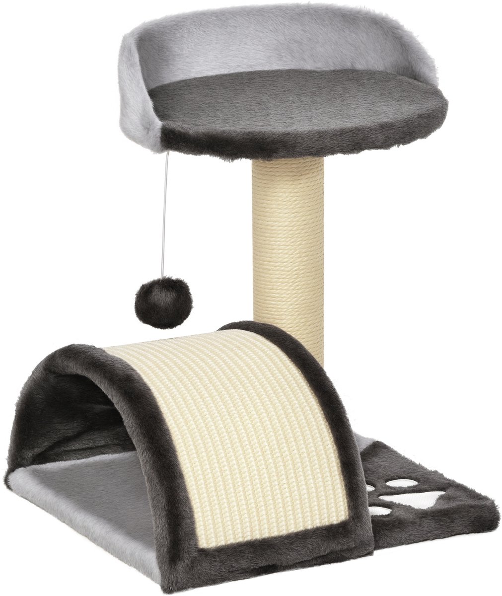 PawHut krabpaal voor katten - Spaanplaat - 35,5 x 37 x 46 cm - Grijs