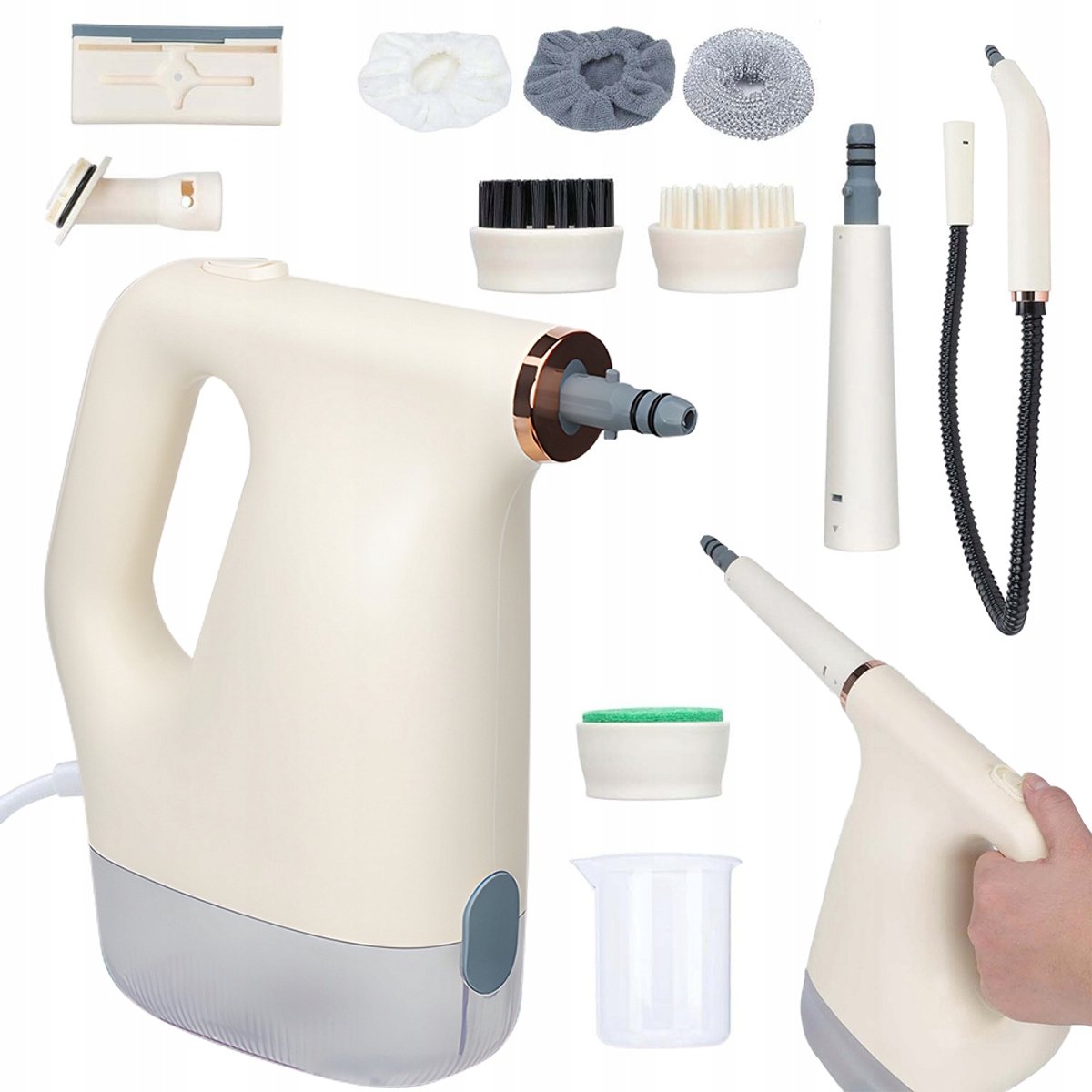 Hogedruk Stoomreiniger - Handstoomreiniger - Draagbare Steam Cleaner - Vlekkenreiniger - Snelle Opwarming - 110°C - Handmatige & Automatische - Chemievrij Reinigen - 450 ml Tank - Handstomer - Vet & Kalk & Vlekken - Voor Tegels & Ramen & Tapijt