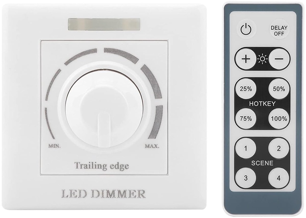Draaidimmer - Wit - 220V - LED Dimmer met IR Afstandsbediening - Voor Thuis en Commercieel Gebruik