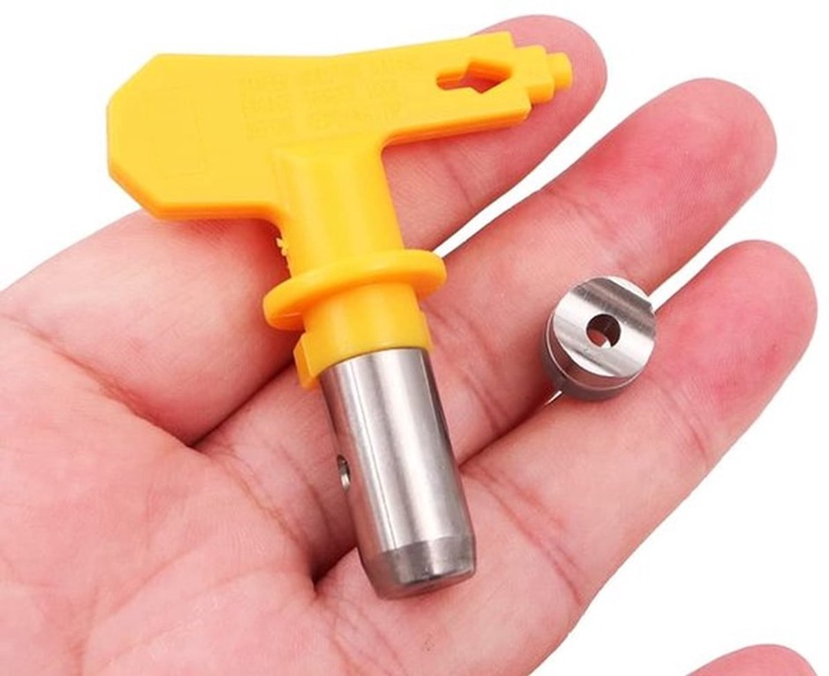 Verfspuitmond Universeel - Verfspuit voor Airless - Verfspuitpistool Accessoires - Wolfraam Staal - Sproeisnelheden tot 317# - Geschikt voor Latexverf