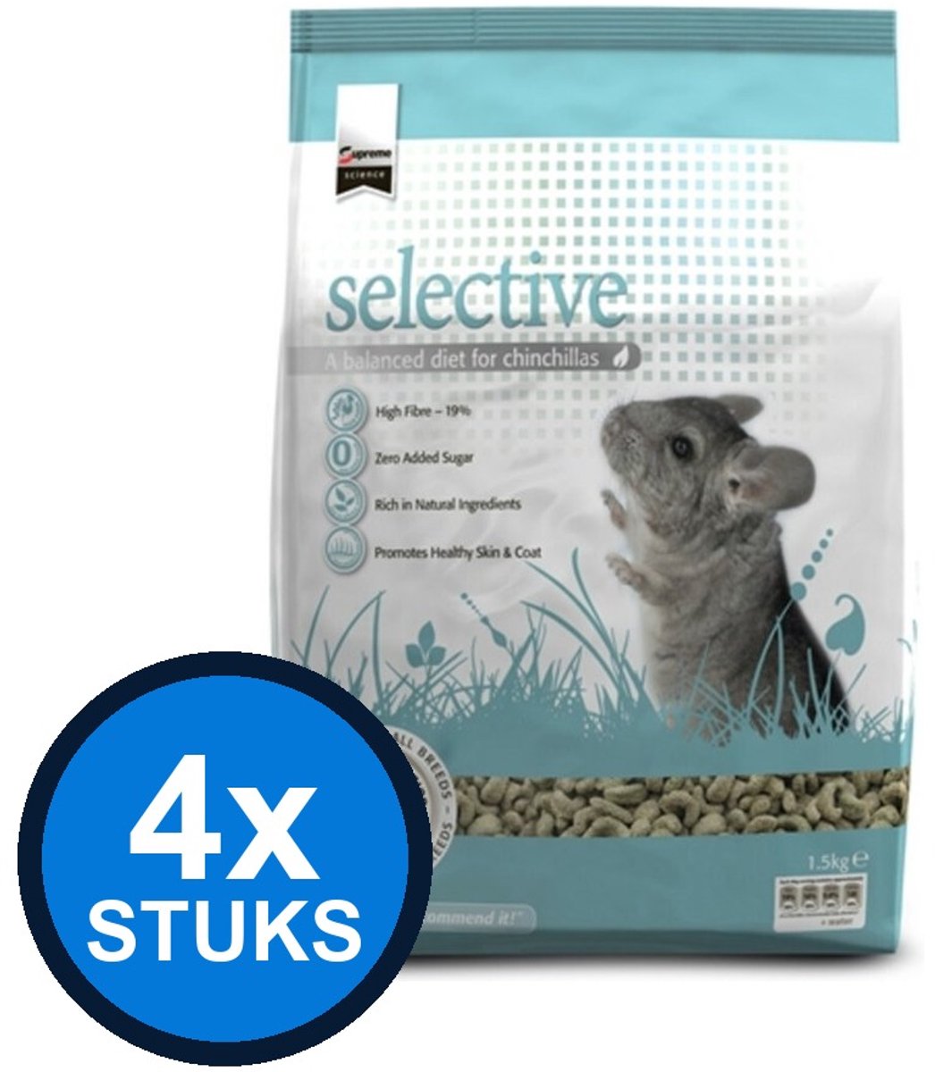 4x Supreme Selective Chinchilla - Chinchillavoer - 1,5kg
