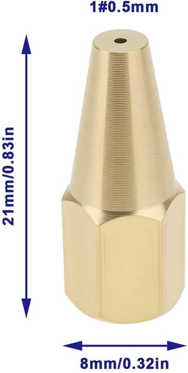 Set van 5 Acetyleen Lassen Spuitpistool Nozzles 0.5mm
