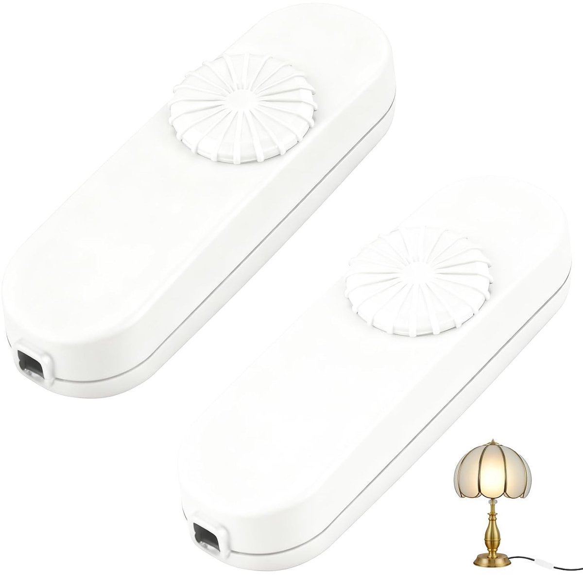 Dimschakelaar - Wit - 10 x 3 x 2,4 cm - Snoerdimmer voor Dimbare Gloeilampen en LED-lampen - Voor Tafellampen en Staande Lampen