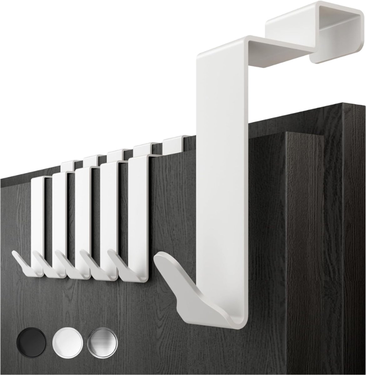 ZRNS® Deurkapstok - Deurhanger Kapstok - Deurhaak - 6 Haken - Wit