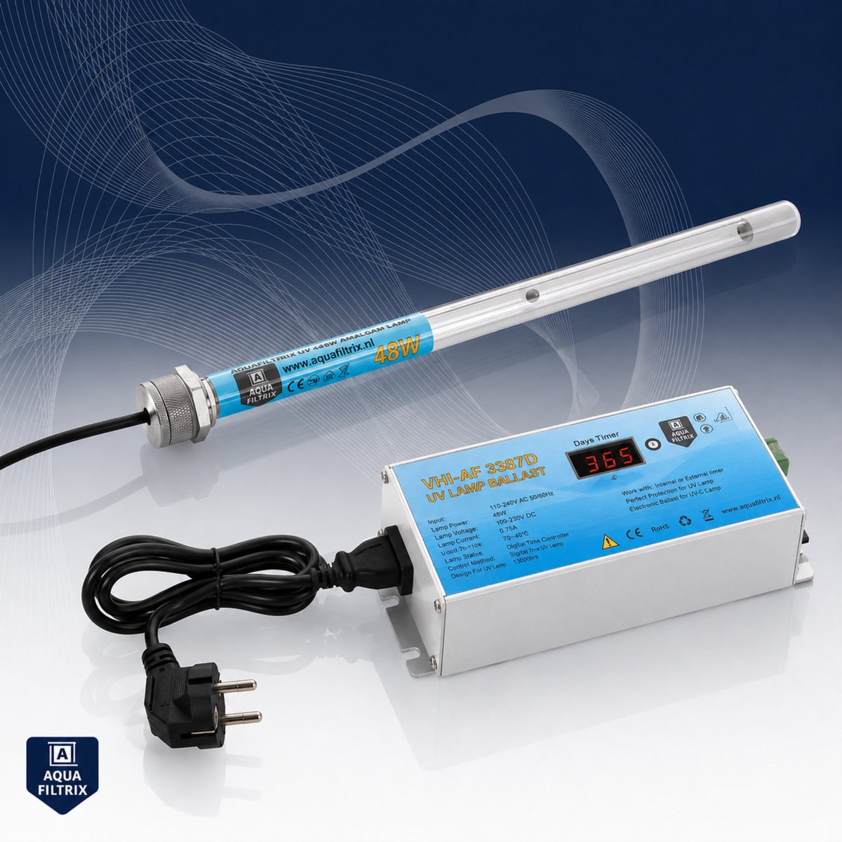 Dompel UV 48W Amalgaam met Ballast dagenteller - Aquafiltrix