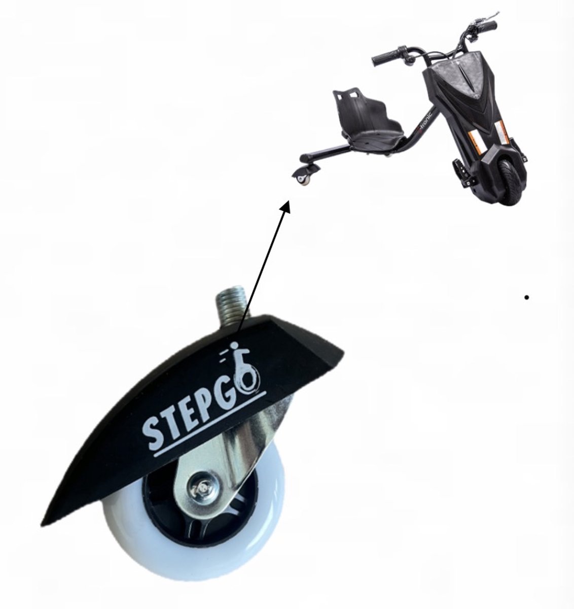 Stepgo Drift trike wieltje compleet 1x verstevigd | minder snel slijtage | Wiel drift trike | Achterwiel drift trike | Drift trike wieltje| Drift kart wieltjes | Wiel voor drift kart drift trike | met lichtjes