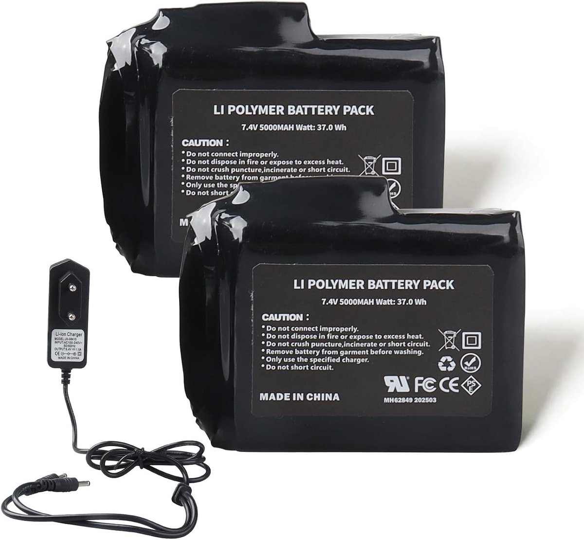 Verwarmde sokken - 7,4 V 5000 mAh - Li-polymeer batterij met oplader - Voor langdurige warmte tijdens outdooractiviteiten