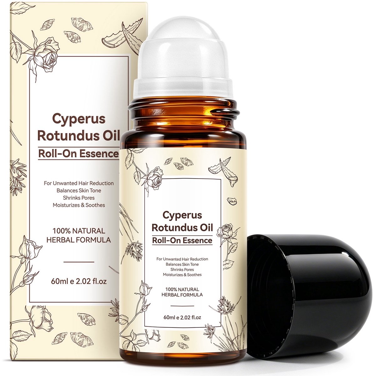 ATOANY Cyperus Rotundus Olie Roll-On 60 ml – Antihaargroei Olie – Vermindert Haargroei – Kalmeert & Hydrateert Huid – Geschikt Voor Alle Huidtypes