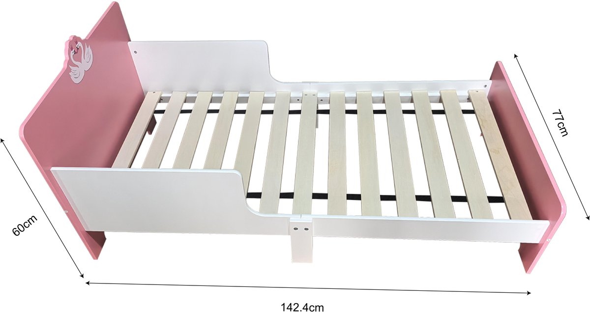 Kinderbed Kinderbed Wit-Roze Zwaan Peuterbed - afbeelding 3
