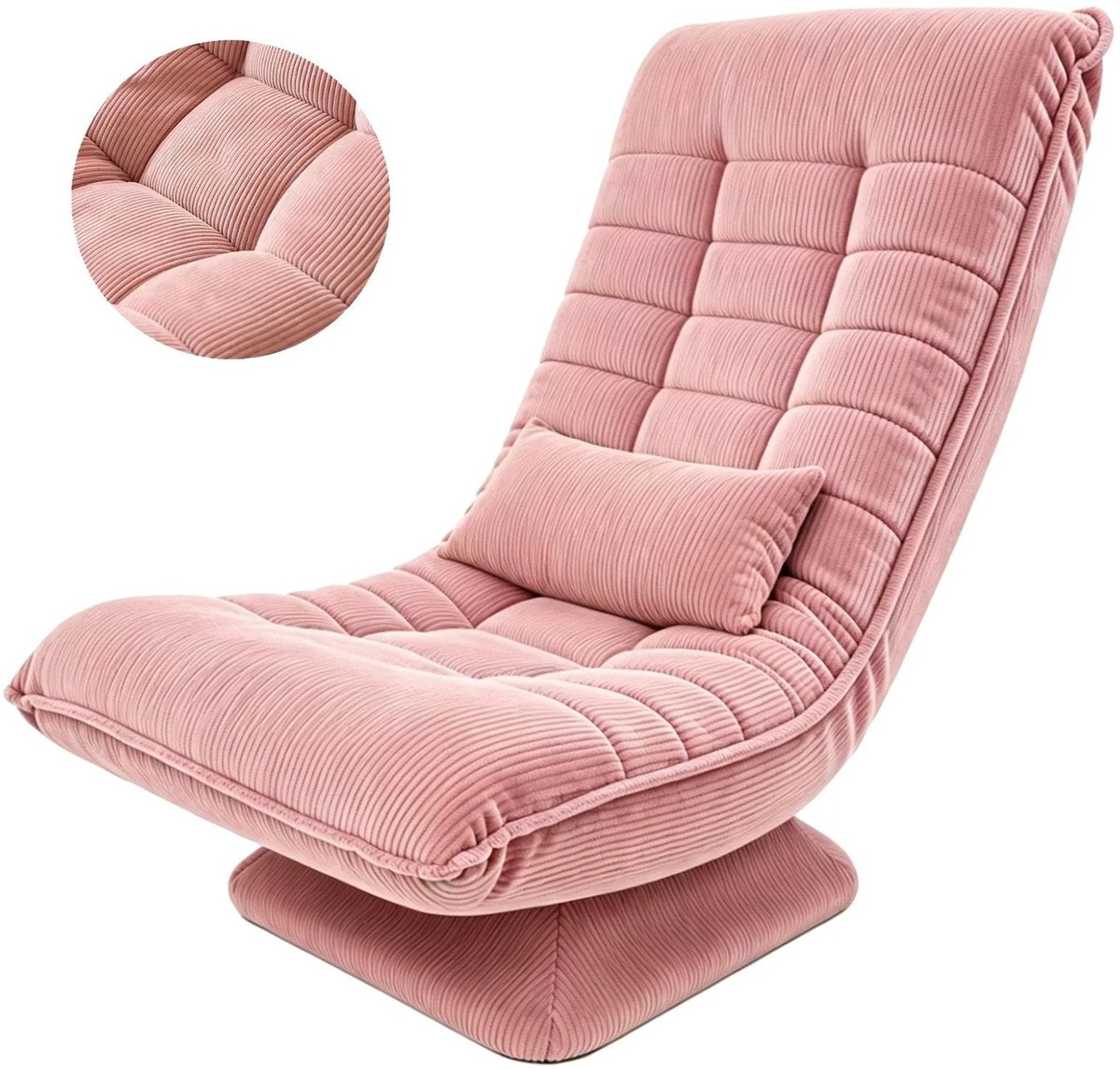 Gudalio Relaxstoel - Relaxfauteuil - Ligstoel - Slaapstoel - Ergonomisch - Draaibaar - Verstelbaar - Memory Foam - Modern - Roze