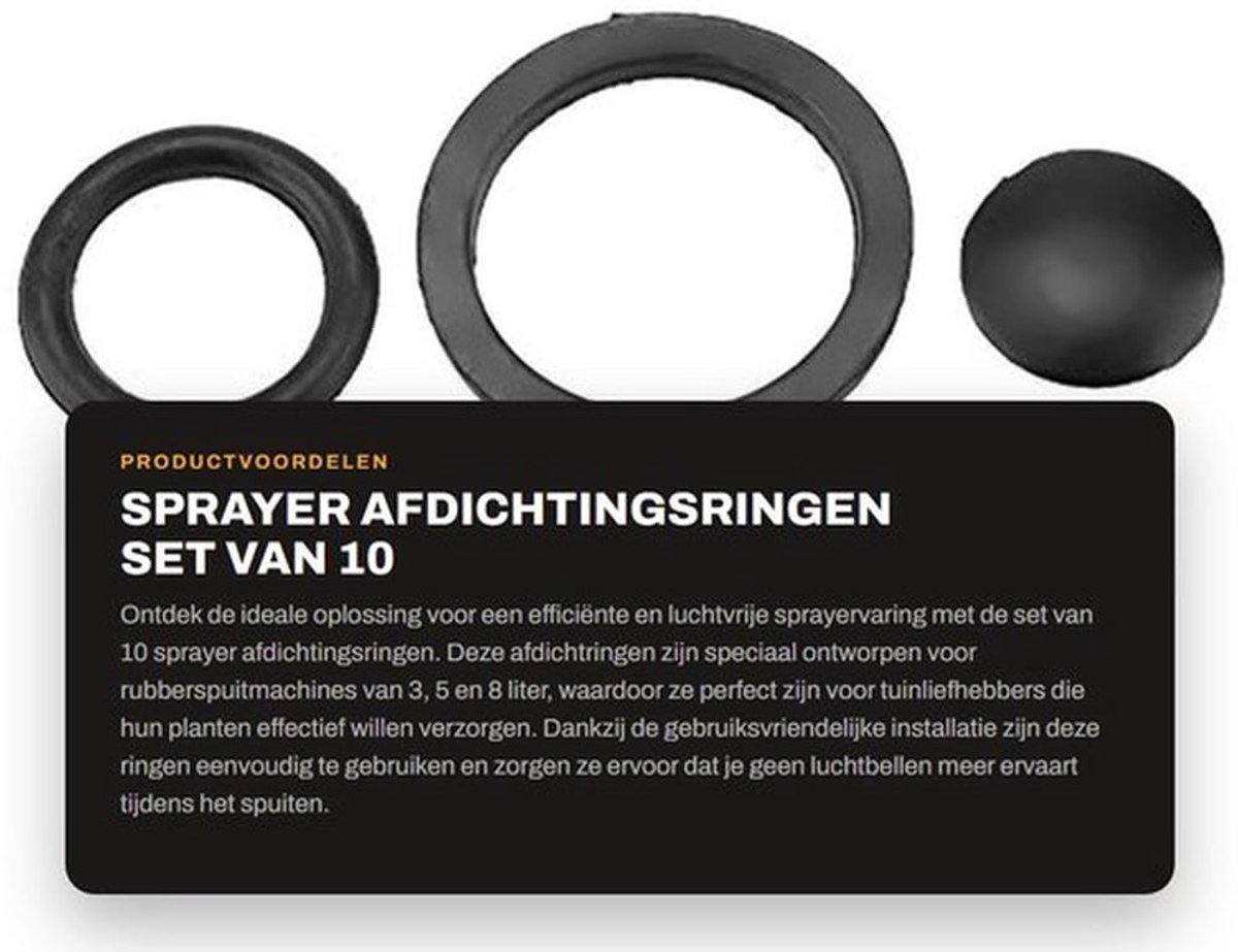 Afdichtingsringen set van 10 stuks - Accessoires voor rubberspuitmachine - Herbruikbaar - Duurzaam - Hoogwaardig rubbermateriaal - Geschikt voor 3/5/8L - Rubberspuit