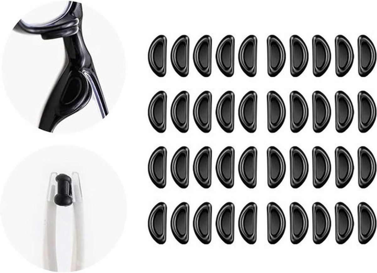 Cocoplus -20 paar zelfklevende oogglazen neuspads - D-vorm - stick on - anti-slip - zachte siliconen - airbag - neuskussentjes - bril - neuskussen - zonnebril - geschikt voor alle brillen - zwart - 15 x 7 x 2 mm