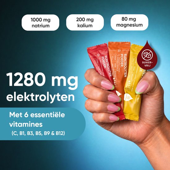 WeightWorld Elektrolyten Poeder zakjes - 9 essentiële electrolytes, mineralen en vitamines - 30 zakjes in 3 natuurlijke smaken - Zonder suiker — afbeelding 3