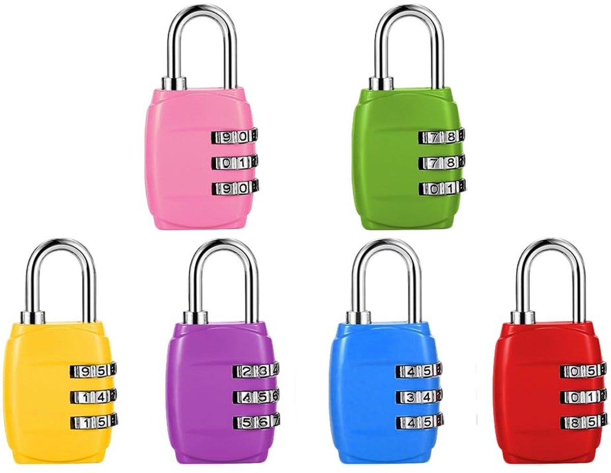 Solidchoice - Set van 6 Cijfersloten voor Koffers en Tassen