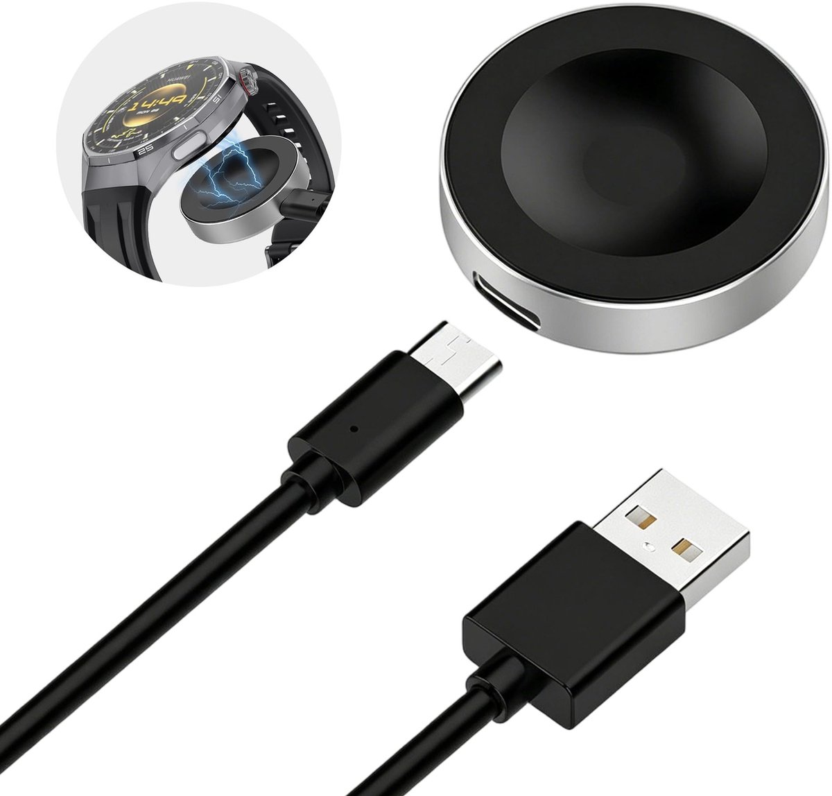 Solidchoice - Oplaadkabel voor Huawei Smartwatches, Vervangingskabel - Zwart