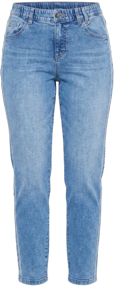 Laurasøn - Dames - Slim denim zijstrepen - Blauw denim - Maat 50