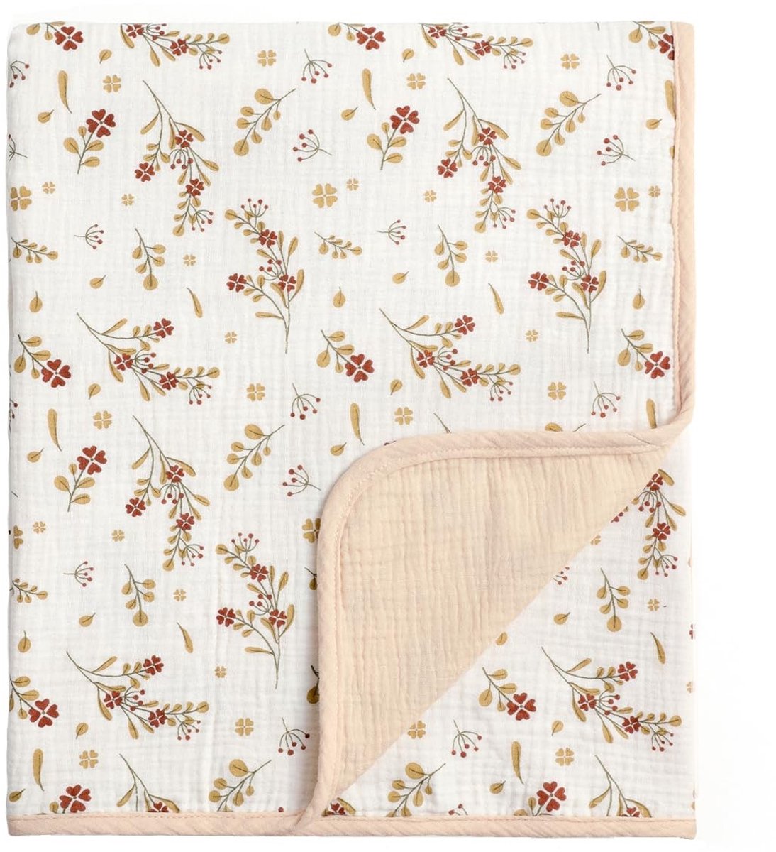 Solidchoice - Organische Katoenen Muslin Babydeken 100 x 100 cm met Bloemenpatroon
