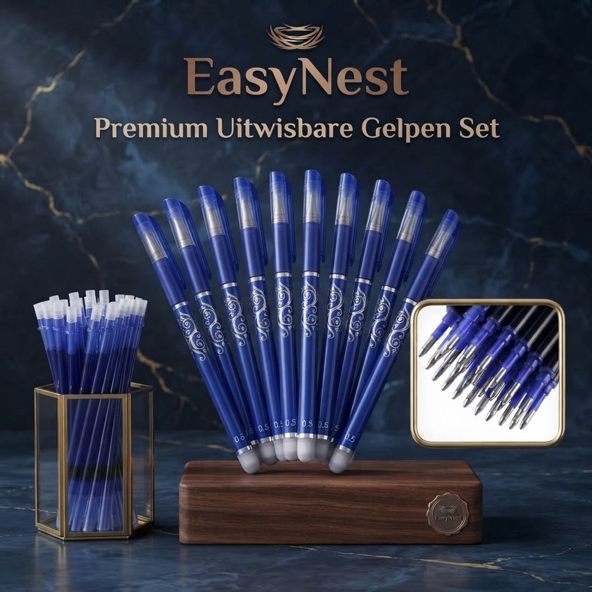 Uitwisbare Pennen Set van 12 – 20 Navullingen – Gelpennen met Gum – Sneldrogende Inkt – Voor School, Kantoor, Planner en Dagelijks Schrijven