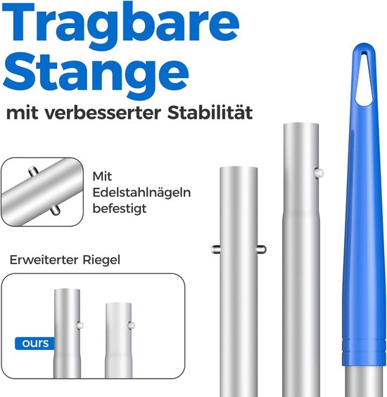 Zwembad Schepnet - Blauw - 1,14 m - Fijnmazig Net met Aluminium Stang - Voor Zwembad en Vijver — afbeelding 4
