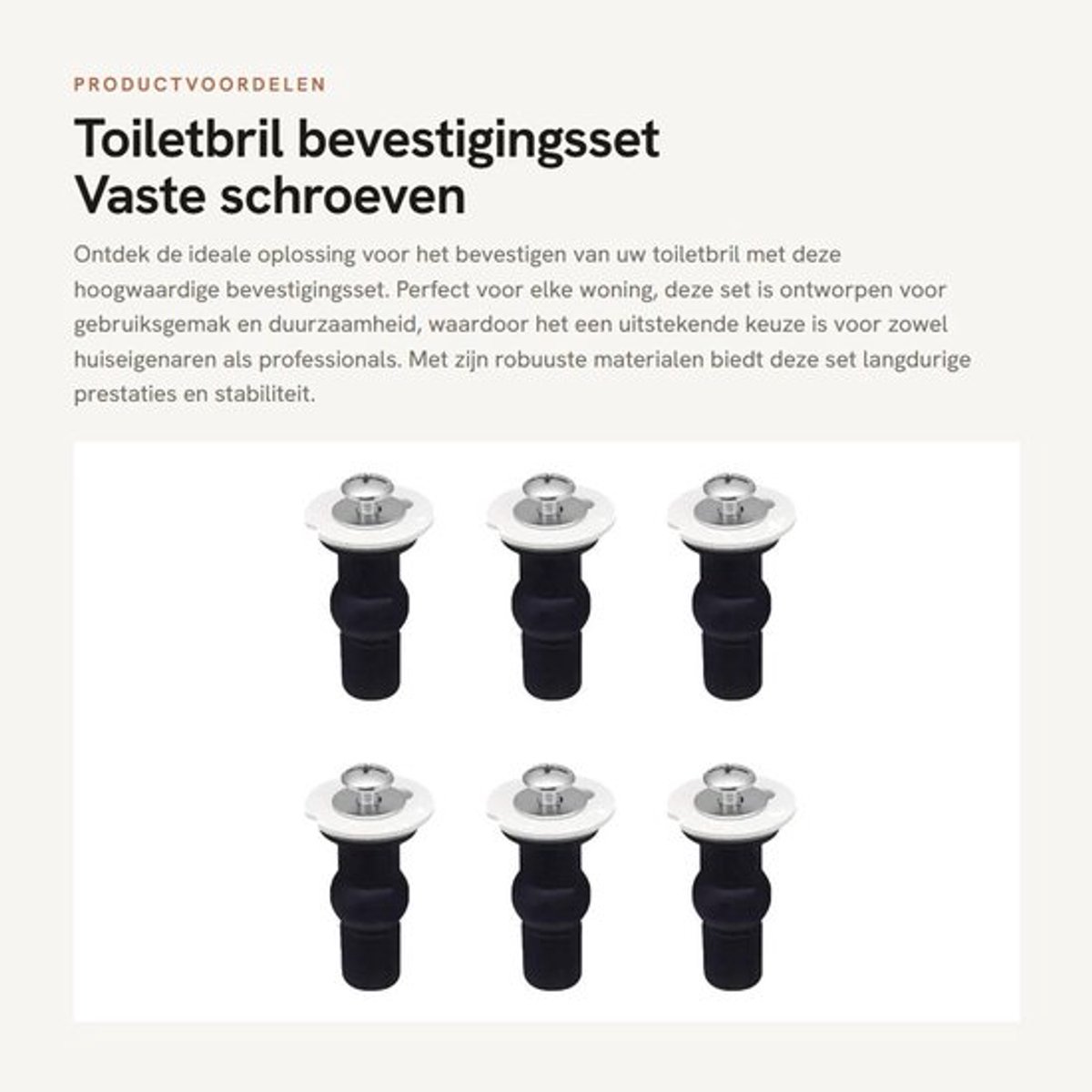 WC Bril Bevestigingsset - 6 Stuks - Universele Vaste Schroeven - Roestvrij Stalen Scharnier - Rubber Expansiebal - Duurzaam Materiaal - Toiletbril