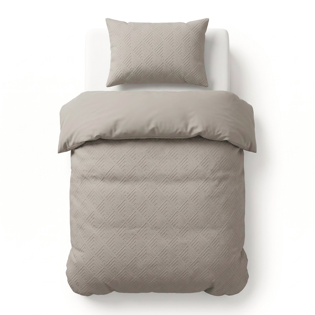 Sleeptime Modern Geo 3D Dekbedovertrek – 140x200/220 cm – Taupe/Grijs