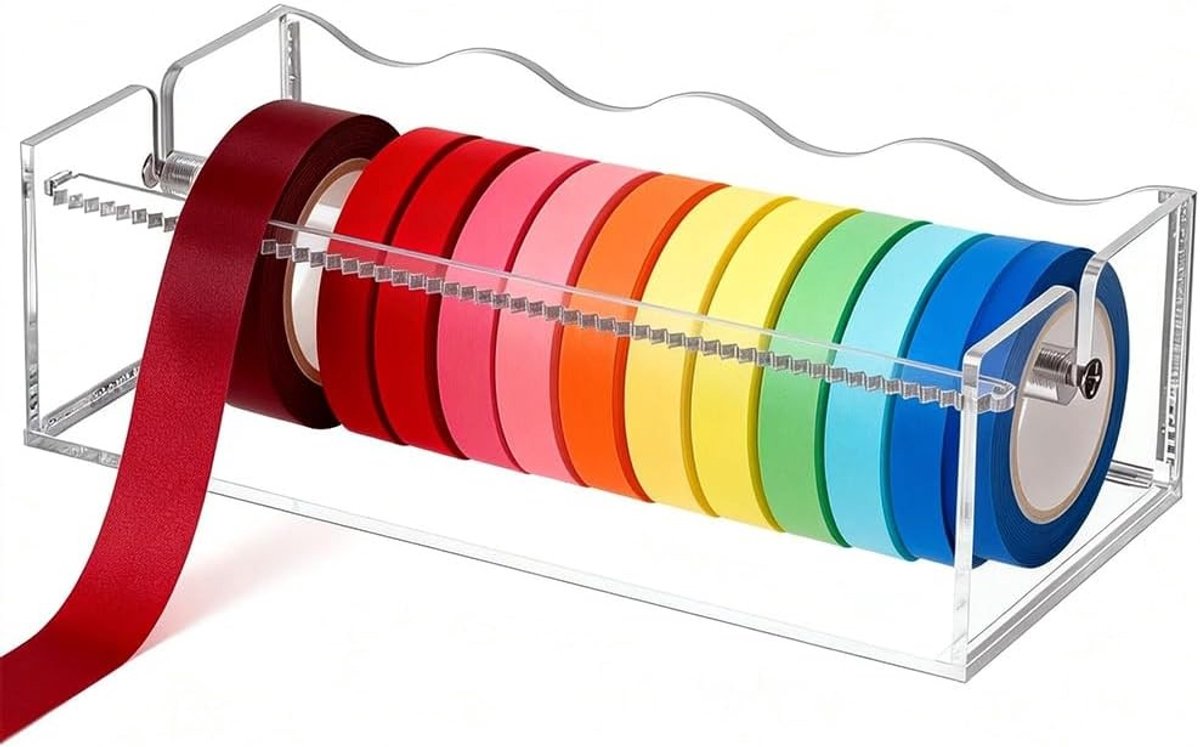 Tape Dispenser - Transparant - 184 x 83 x 56.5 mm - Acryl Multi Roll Tape Cutter - Voor Kantoor, Thuis en School