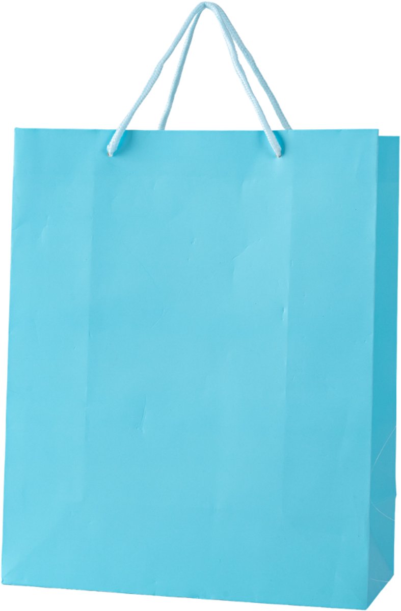 24x Luxe Papieren Koordtassen Blauw – 26x32x12cm – Stevige Cadeautassen & Verpakkingstassen