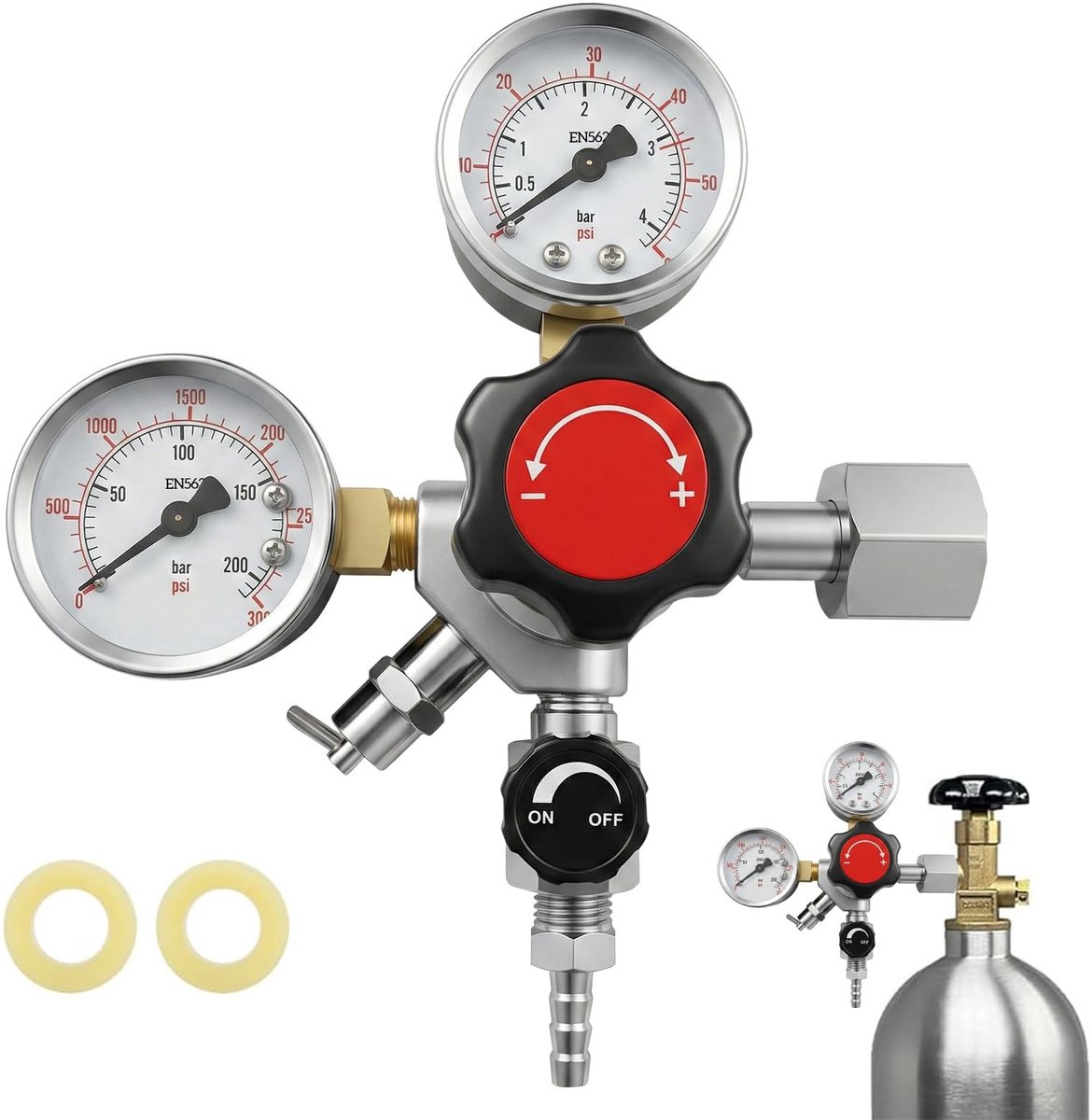 Solidchoice - CO2 Drukregelaar met Uitschakelknop